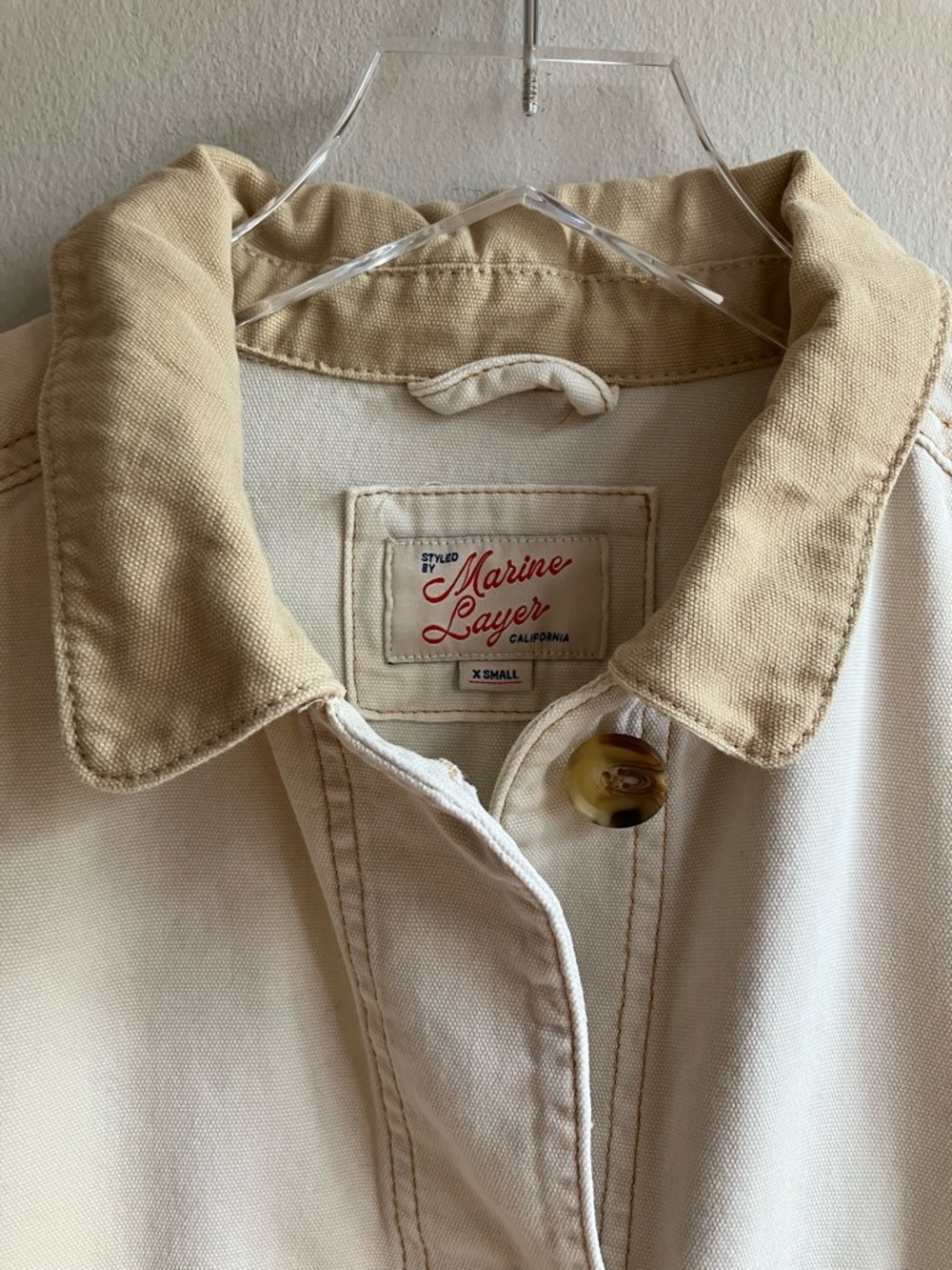 Marine Layer Finley Barn Jacket Size XS Cream Chore Coat Utility Pockets Outdoor - Picture 3 of 15
